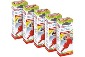 Tesa Roller Adesivo Permanente, Cartucce di ricarica in confezione da 5, Extra forte, Ricarica per il roller adesivo, 14 m x 8,4 mm, Multipack con 5 cartucce
