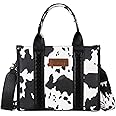 Wrangler Cow Print Tote Bag for Women Western Purse Boho Top Handle Satchel Handbag with Signature Strap