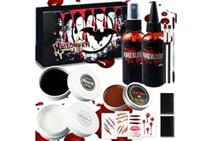 STFYUG Halloween Kunstblut Set, Halloween Schminke Erwachsene Kinder, Halloween Make up, Face Paint Halloween, Kinderschminke Set, Halloween Schminke für Zombies, Vampire, Monster, Cosplay(14 Pcs)