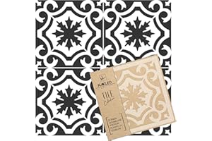 NL NAKLEO ART & WALL DECOR NAKLEO Badajoz Pochoir à Carreaux en Plastique Réutilisable - 33x33cm - Classique Romain Cercle - Marocain Géométrique - Pavé Blocs Béton Sol Mur Peinture Gabarit Bois