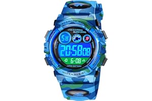 ASWAN WATCH Orologio digitale da polso per bambini e ragazzi, multifunzione, impermeabile, con luce LED, sveglia, data, per sport, attività all'aperto, colore: blu…