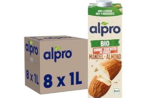 ‎ALPRO Alpro Bio Mandeldrink ohne Zucker – 8 x 1 l