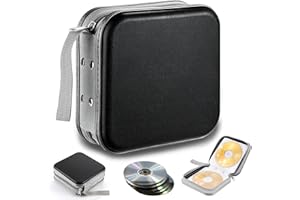 qhklew Bolsa de almacenamiento para 40 discos, CD DVD Discs, bolsa de almacenamiento con cremallera, Oxford bolsos, carpeta de almacenamiento, ahorra espacio para el coche y el hogar (plástico duro