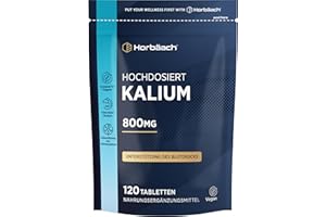 ‎HORBÄACH Kalium Hochdosiert aus Kaliumcitrat | 120 Vegane Tabletten | 800mg pro Tag | Potassium Citrate | Horbaach