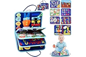 NathrBTV Busy Board Montessori Tablero Sensorial 10 páginas Juguetes de Habilidades Básicas para la Vida Niños de 1 2 3 y 4 años Juegos Educativos Habilidades Movimiento Fino Tempranos