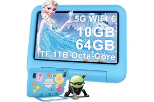 DEERTiME Tablet Andorid 14 Tablets 7 Pollici 10GB RAM + 64GB ROM (TF 1TB), 5G WiFi 6, BT5.0, Octa-Core, Controllo Parentale | Doppia Fotocamera | GMS Certificated | GPS | Tablet con Custodia - Blu