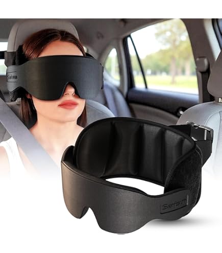 Bonairest Reiskussen, nekkussen voor lange vliegreizen, oversized hoofdband met 3D-slaapmasker, 360°-steun voor het hoofd, stopt wiebelhoofd, ultieme reisbenodigdheden voor mannen en vrouwen, zwart