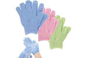 Anei 6 guantes exfoliantes de cuerpo y mano, guantes de ducha de bambú, elimina el cabello encarnado y la piel muerta, para ducha, masaje y removedor de células muertas, lufa Verde