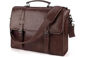 Lubardy - Bolsa para ordenador portátil de 15,6 pulgadas, piel sintética, bolso impermeable, bolso de hombro para hombre, bolsa de mensajero, maletín de negocios