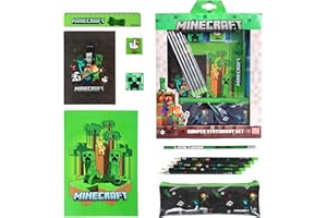 Minecraft Set di penne per cancelleria, articoli scolastici, con gomma, per l'inizio della scuola, per calendario dell'Avvento o regalini, articolo originale per ragazzi – 12 pezzi