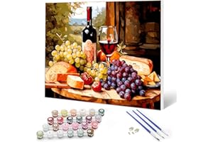 Auremi Fruits Peinture par numéros avec cadre inclus 20x30–Vin rouge Peinture par numéros DIY pour adulte–Tableau à peindre prêt à accrocher–Idéal déco murale maison et détente artistique
