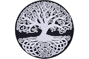 EXPRESS-STICKEREI Écusson YGGDRASIL, l'Arbre de Vie viking | Patch du symbole de l'Arbre de Vie, patch viking à thermocoller ou à coudre | Appliqué pour sac de sport viking | 90x90mm