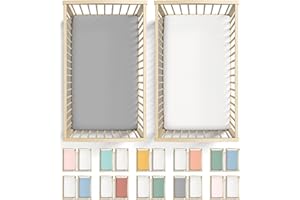 Bunnyjik 2 x Cot Bed Sheets 140 x 70 Fitted - 100% Pure Cotton 70x140 Cot Bed Sheets - Supreme Quality Combed Jersey Cot Sheets 140 x 70 Fitted Cotton - 20cm Extra Deep Toddler Bed Sheets White+ Grey