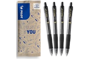 Pilot – 4-pack G2 Gel – Påfyllningsbara Gelbläckpennor med klickmekanism i återvunnen plast – Svart – 0,7 mm spets