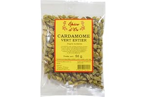 Cardamome Verte Entier 50g - Epice d'Or, 100% Naturelle, Sans Colorant, Sans Additifs, Sans Arôme Artificiel, Sans Conservateur