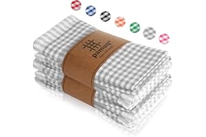 ‎PAMUQ pamuq Geschirrtücher Baumwolle 100% - grau kariert, 10er Set, 45x65cm, mit Aufhänger - Geschirrhandtücher Baumwolle Trockentücher Küche Küchentücher Baumwolle Küchenhandtücher
