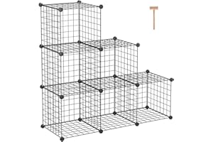C&AHOME Wire Cube Storage, 6 - Metal Cube Organizer with C Grids, Modular Shelf Units, Storage Bin Shelves, Closet Organiser, 36.7"L x 12.5"W x 37"H, Black