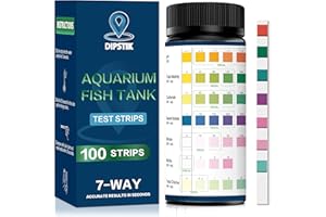 DIPSTIK Test 7 in 1 Test dell'Acqua per l'Acquario, Controllo Facile e Veloce della Qualità dell'Acqua, Nitrati, Nitriti, Cloro, Durezza, Alcalinità, Carbonati, pH，Kit di Test per acquari d'Acqua