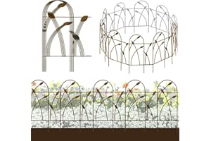 Thealyn Lot de 10 bordures décoratives en métal pour clôture de jardin, 81,3 x 49,5 cm (H x l) (10 panneaux, longueur totale de 4,9 m), clôture en fer forgé antirouille pour parterre de fleurs,