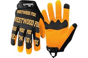 WESTWOOD FOX Rękawice ogrodnicze odporne na kolce, elastyczne, trwałe, skórzane rękawice robocze dla mężczyzn, kobiet (kolor żółte złoto, M)