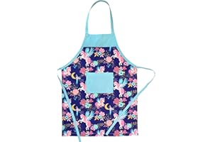 HOUSE ART LIFE Kinderschürze mit Tasche für Junge Mädche 5-10 Jahre zum Malen Kochen Backen Schürze für Kinder Baumwolle Bunt | Viele Farben