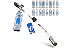 Z.M.C ZMC - Herbicida de 2,5 kW + 16 cartuchos de gas de 227 g, quemador de malas hierbas con encendido piezoeléctrico, deflagrante con potencia de llama ajustable hasta 1400 °C, para jardín y pasarela sin
