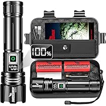 WOWNIGHT W19 LED Taschenlampe – 1.000.000 Lumen, Stufenlos Dimmbar, USB-C Aufladbar | Mit Stirnlampe, Wasserdicht & Taktisch