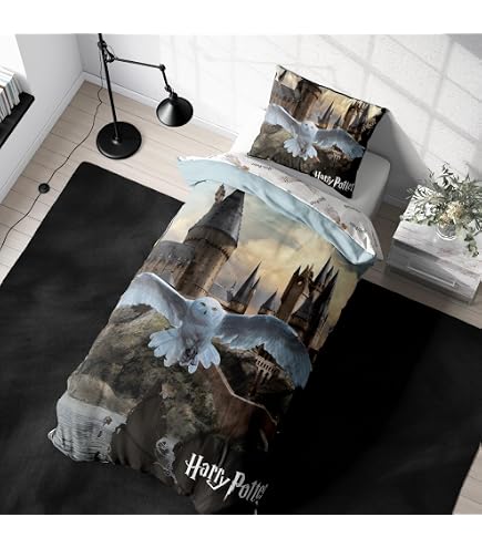Completo Biancheria Da Letto Harry Potter 135x200 Cm - Nero Con Stelle E Lune