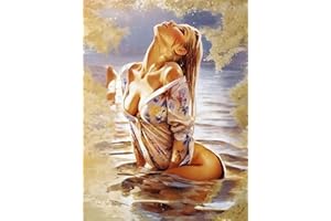 Bimkole 5d Diamond Painting Kit Bricolaje Arte Mujer, Lago De Belleza De Agua Pintura Diamantes Kits Estampados De Punto De Cruz Diamantes de Imitación Decoración de Pared, (30x40 cm)