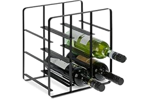 Relaxdays Botellero Vino Metálico, Estantería 9 Botellas, Cuadrado, 30,5 x 27,5 x 20 cm, Cocina, Salón o Bar, Negro, Hierro