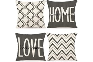 YCOLL Kissenbezug 50x50 4er Set Dekokissen Leinen Kissenbezüge Geometrische Muster Kissenhüllen für Sofa Schlafzimmer Couch Outdoor Kissen 50x50 Dunkelgrau