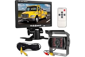 XINYIDA 12V-24V Telecamera per retromarcia auto 7 pollici TFT LCD HD Monitor + Camper Camion Rimorchi 18LED Infrarossi Visione Notturna Impermeabile Retrovisore Inversione Backup Telecamera con 10M Cavo