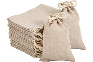 Rhimooay 30 Stück Jute geschenksäckchen mit Kordelzug, 10x15cm Baumwoll Säckchen Klein, Leinensäckchen klein, jutesäckchen für Hochzeitsgeschenke Schmuck Weihnachten Party