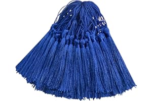 HETUYON 100pcs Silky Handmade Craft Tassels Mini Pendant for DIY Bookmark, Keychain, Garland, Graduation Cap, Curtains, Jewelry Making, Party Decoration, Sewing, Cushions and Home Decor (Navy Blue)