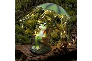 lifemet Solar Outdoor Garden Decoration - Frog with Vine Animal Statue, IP65 Rated Waterproof Mini Pond Decorations, Resin Fairytale Art Ornament, Garden Gift for Family/Friends/Colleagues