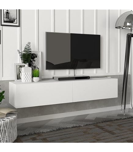 Hanah Home Tv-meubel Antraciet – 150x30x32 Cm, Van Melamine Gecoat Spaanplaat, Modern Design, Met Open Planken En Gesloten Kasten, Stijlvol En Functioneel 2 miniatura