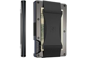 The Ridge Wallet for Men, Slim Wallet for Men - Thin as a Rail, Minimalist Aesthetics, Holds up to 12 Cards, RFID Safe, Blocks Chip Readers, Aluminum Wallet with Cash Strap