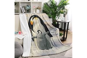 LINGQIANG Pinguin Kuscheldecke für Frau, Weich Warm Pinguin Flanell Decke Fleecedecke 140 x 180 cm, Flauschig Pinguin Kinderdecke Wohndecke für Mädchen Jungen Kinder Erwachsene Geschenk Couch Sofa Bett
