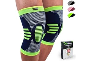 Feel Recovery 2 Ginocchiere Sportive per Uomo e Donne - Tutore per Ginocchio a Compressione - Fascia Elastica per Menisco e Legamenti per Corsa, Sport e Lavoro - Traspiranti e Antiscivolo (M, Verde)