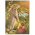 Easter Card. Bunny and Basket Design with matching Envelope. 210x148mm. Ecofriendly. Blank Inside. Printed and Packed in UK.