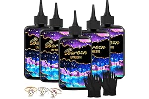 Bsrezn Resina UV, 500g Resina UV Trasparente per Gioielli con 2 Paia di Guanti, Polimerizzazione Rapida sotto Luce UV