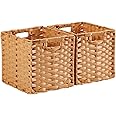 Mangata 28 Cm Storage Cube Boxes For 30 Cm Closet, Rattan Effect Storage Baskets, Wicker Woven Polyrattan Material Closet Organizer, 28x28x28 Cm, Anti-Mould, Easy To Clean(Ash Grey, 2 Pack - View #7
