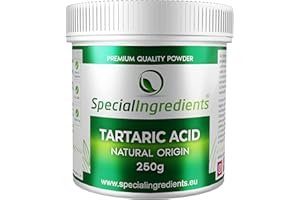 Special Ingredients Acide tartrique première qualité - Convient aux végétaliens, sans OGM, sans gluten - emballage recyclable (250g)