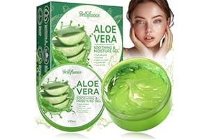 Bellifluous Aloe Vera Gel, Gel Aloe Vera Puro 300ml, Crema Aloe Vera Per Il Viso, Naturale, Lenitivo e Idratante Aloe Vera Capelli, Crema Corpo Idratante Pelle Secca Per Viso, Capelli e Corpo