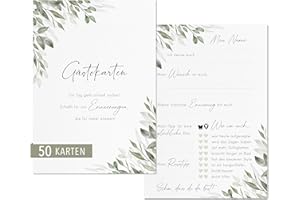 luftundliebe 50 Gästekarten Hochzeit - Gästekarten Hochzeit zum ausfüllen - Gästebuchkarten für Hochzeit - Gästebuchseiten - Hochzeitsspiel - Eukalyptus