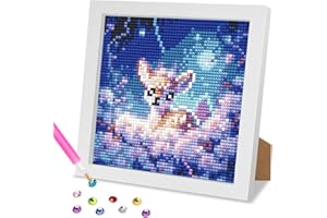 MOGTAA Deer Diamond Painting Kits for Kids Adults with Frame, 5D Diamond Art Kits for Girls Ages 6-8-12, DIY Diamond Dots Animal Art Painting for Home Decor 7.1x7.1 Inch