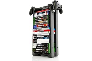 ADZ Soporte universal para juegos – Torre de almacenamiento para 23 juegos para PS2 PS3 PS4 PS5 PSP Xbox 360 Xbox One Series X Wii Switch Games DVD y discos Blu-Ray Incluye 2 soportes de controlador
