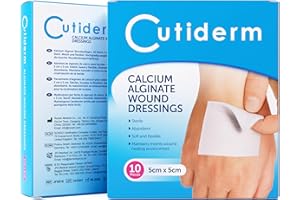 Cutiderm Calcium Alginate Low Adherent Wound Dressing 5cm x 5cm Pack of 10 - Suitable for cuts and lacerations, Post Surgical Wounds, exuding Wound Including venous, arterial and Diabetic ulcers