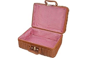 jojofuny Mobili in Rattan di Vimini Valigia Cesto di Vimini da Picnic Scatola di Immagazzinaggio di Paglia con Manici Scatola di Immagazzinaggio del Rattan Valigia di Corsa di Vimini Bin