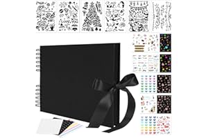 Bemece Scrapbook, 80 Pages Photo Album Craft Paper, DIY Handmade Album Scrapbook for Anniversary, Wedding,Travelling, Baby Shower Black
